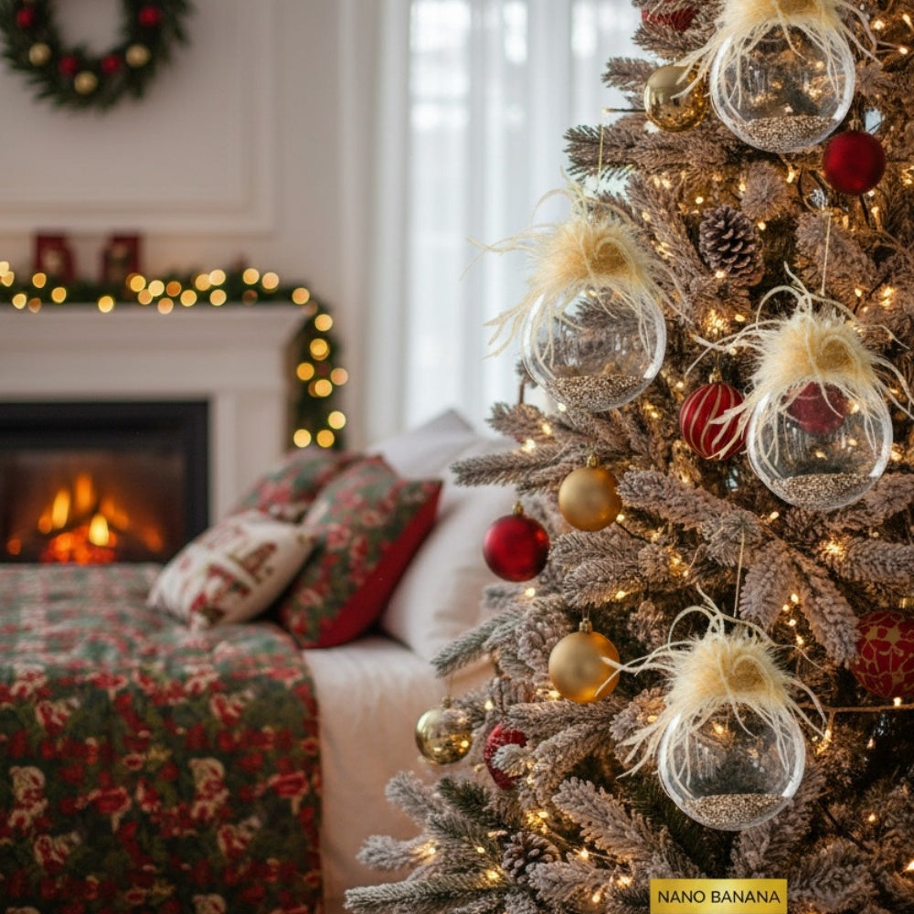 4PCS Set 4.7in Christmas Glass Ball Ornaments For Wall Hanging Tree Holiday Home Decorations