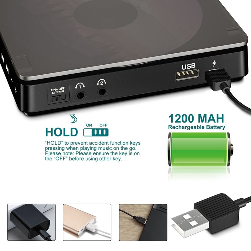 Kecag Portable Cd Player Walkman Ins The Same English Learning Retro Cd Disc Album Player