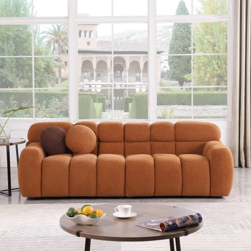 Marshmallow Bouclé Sofa 3-Seater — 87.4" Deep & Cozy Structure