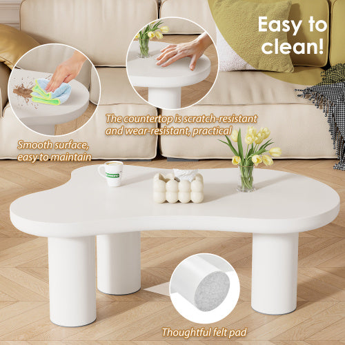 White Cloud-Shaped Coffee Table – Irregular 3-Leg Modern Centrepiece