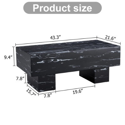The Black Coffee Table Has Patterns. Modern Rectangular Table, Suitable For Living Rooms And Apartments. 43.3X21.6X17.2