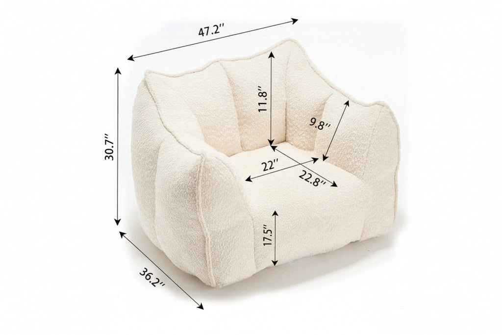 Compressed Plush Bean Bag Sofa – Ultra‑Soft Bouclé Lounge Chair