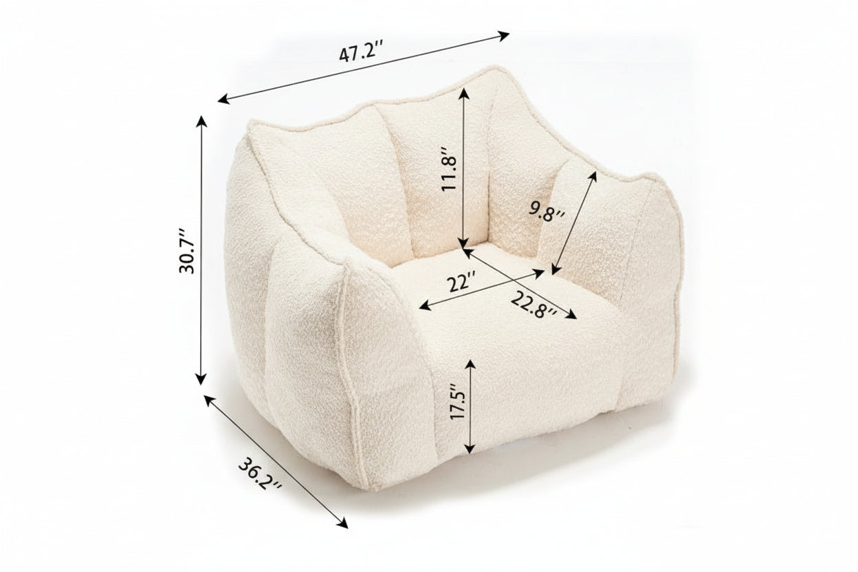 Compressed Plush Bean Bag Sofa – Ultra‑Soft Bouclé Lounge Chair