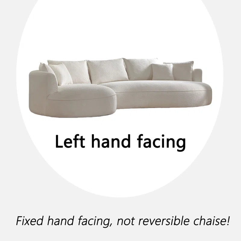 125" Modern Curved Sectional Sofa Couch with Chaise, Upholstery Boucle Sofa Couch with Pillows,Sectional Boucle Fabric Couch for Living Room