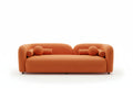 Bodur Japandi Style Luxury Modern Orange Boucle Fabric Curvy Arm Couch