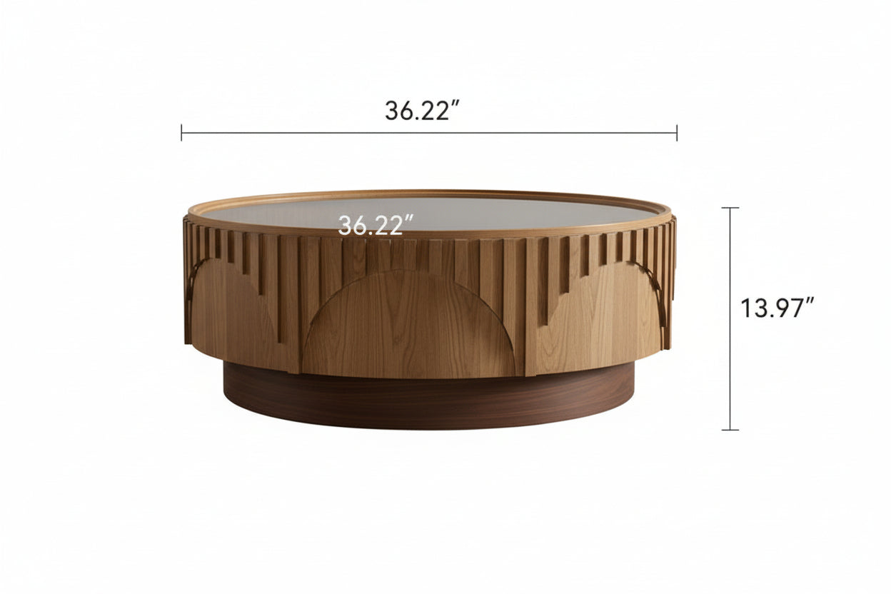 Round Solid-Wood Veneer Coffee Table