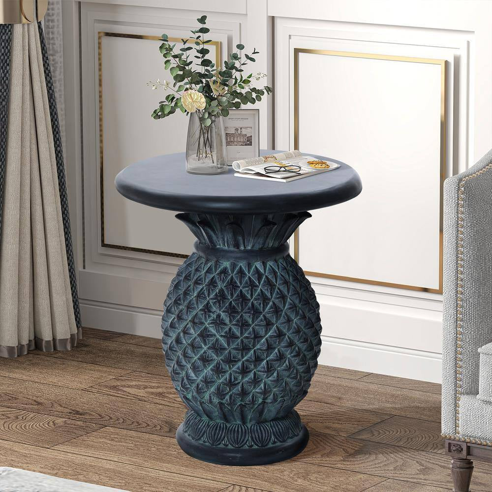 Round Gray Ceramic 21 In. H Outdoor Side Table