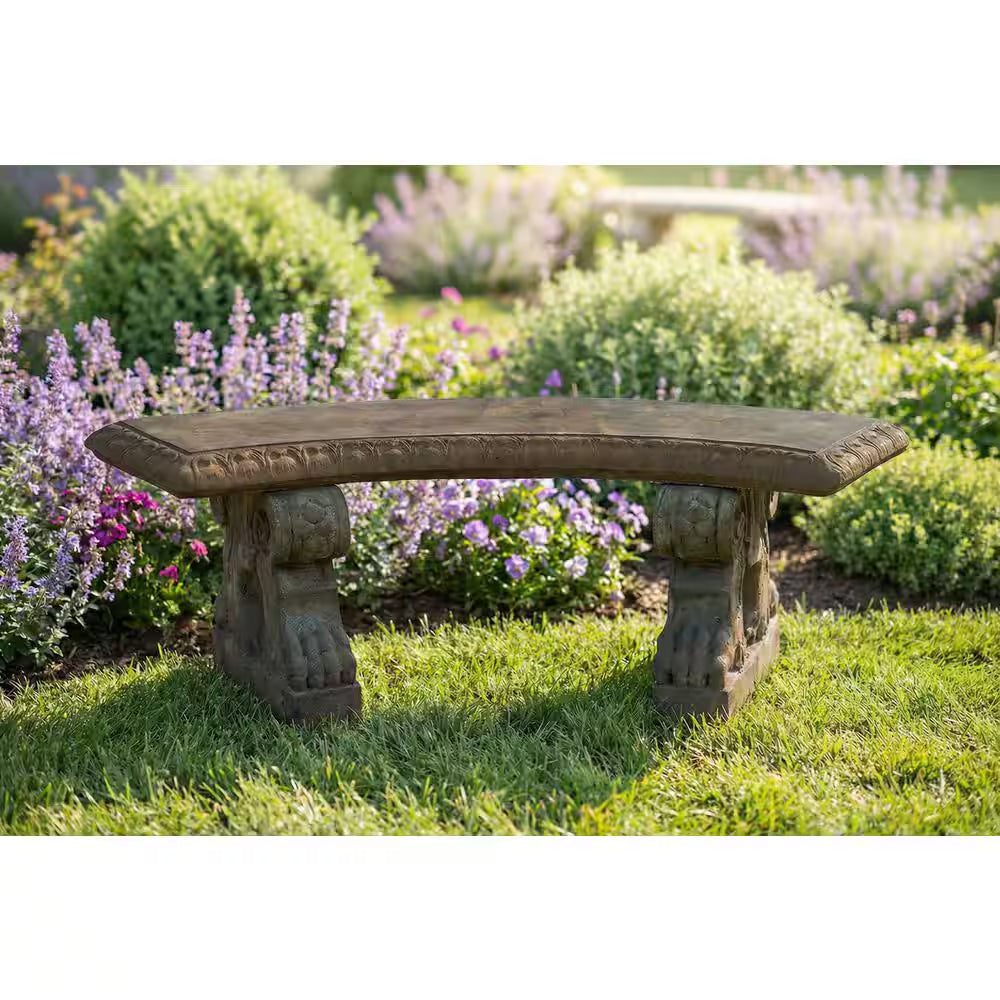 Large Curved Bench with Claw Legs