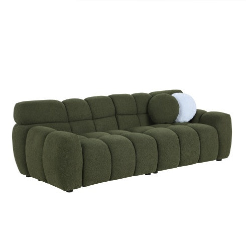 Marshmallow Bouclé Sofa 3-Seater – 87.4" Black Deep-Fit Design