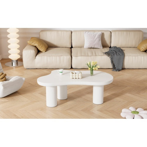 White Cloud-Shaped Coffee Table – Irregular 3-Leg Modern Centrepiece