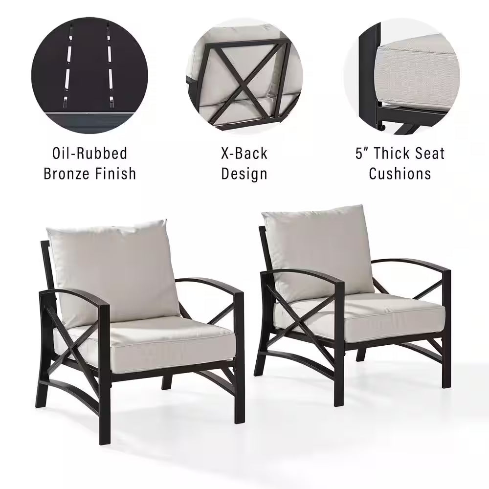 Kaplan 2-Piece Metal Patio Outdoor Seating Set with Oatmeal Cushion - 2-Outdoor Chairs