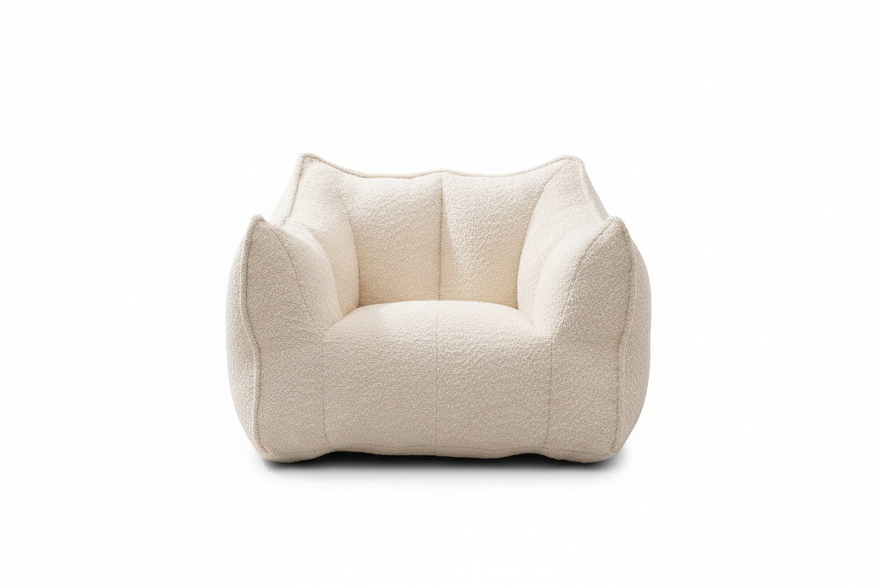 Compressed Plush Bean Bag Sofa – Ultra‑Soft Bouclé Lounge Chair