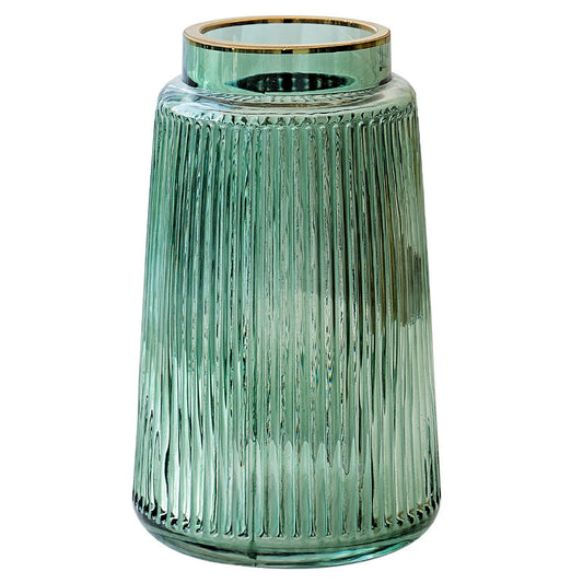 Retro Striped Glass Vase Modern Minimalist Fresh Flowers Dried Flower Floral Arrangement