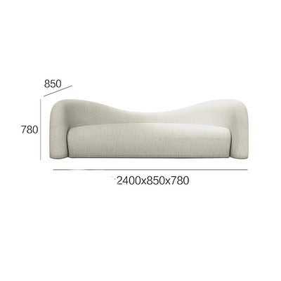 Lamb Wool Living Room Sofa — Luxe Off-White Fabric & High-Density Comfort