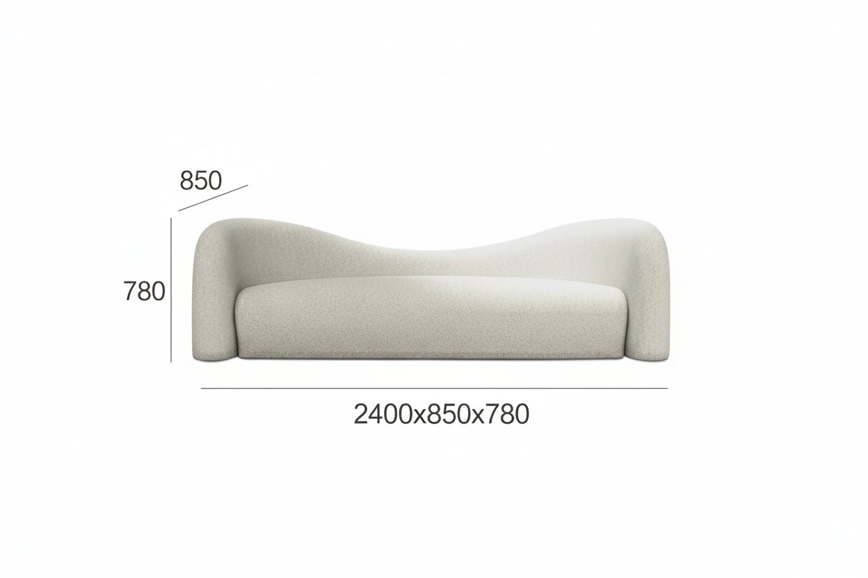 Lamb Wool Living Room Sofa| Luxe Off-White