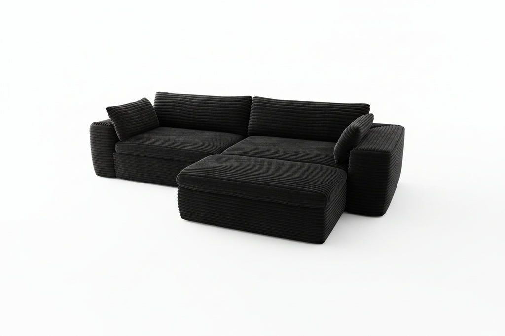 Cloud Sectional Couch with L-Shape Chaise — Black Modular Sofa, No Assembly
