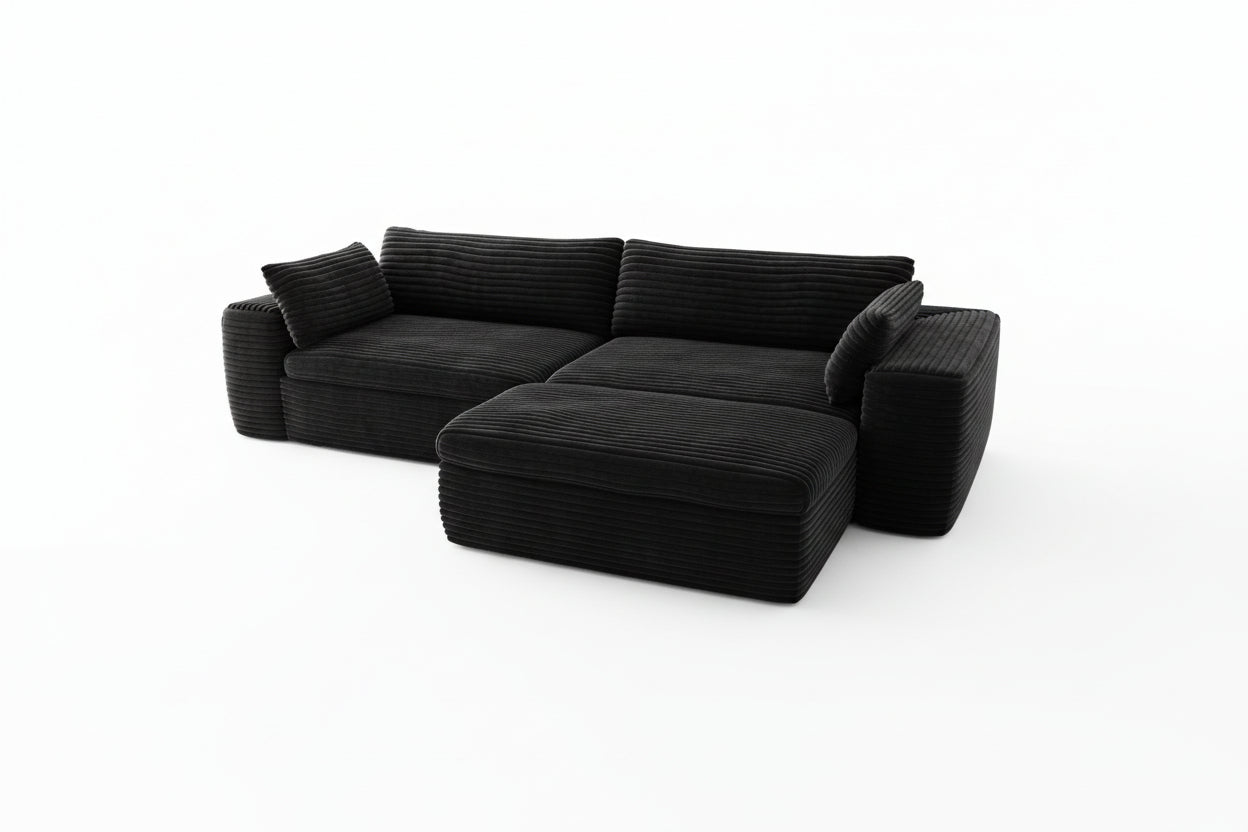 Cloud Sectional Couch with L-Shape Chaise — Black Modular Sofa, No Assembly