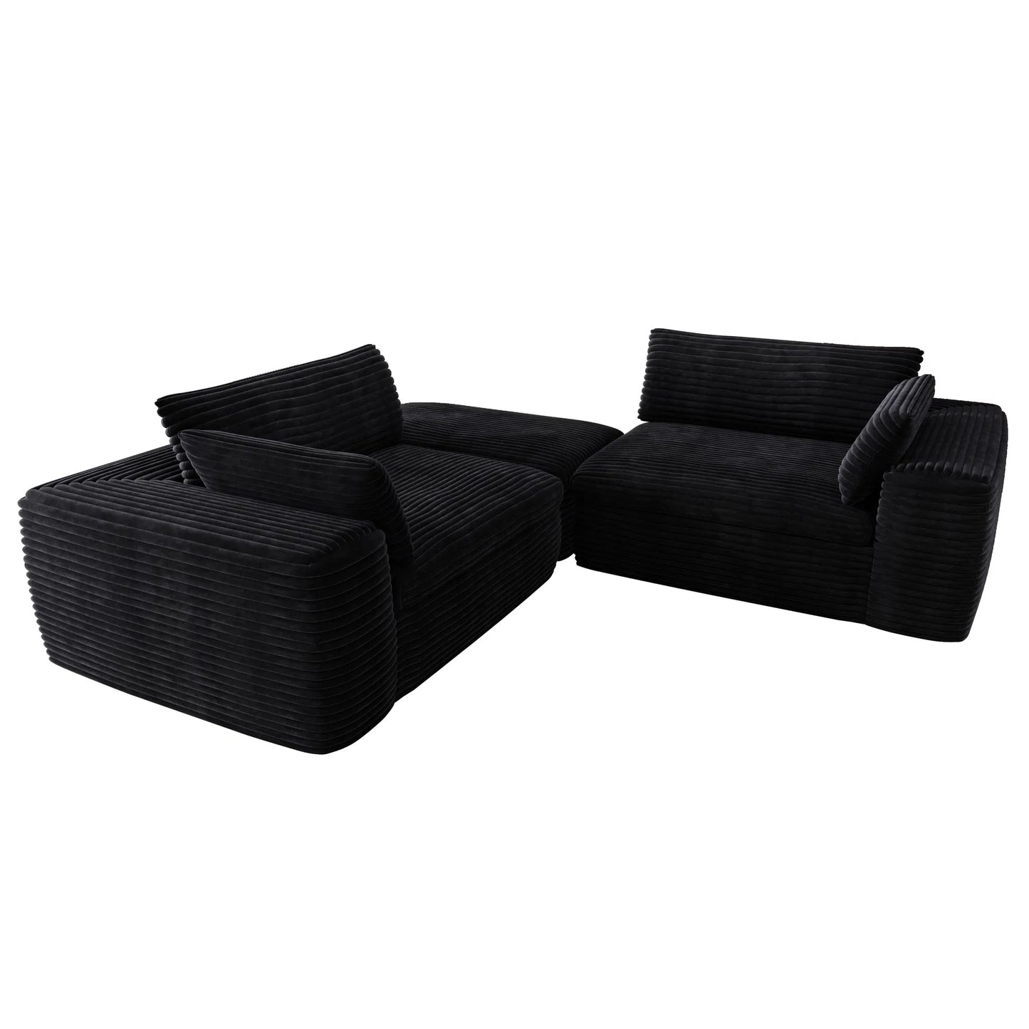 Cloud Sectional Couch with L-Shape Chaise — Black Modular Sofa, No Assembly