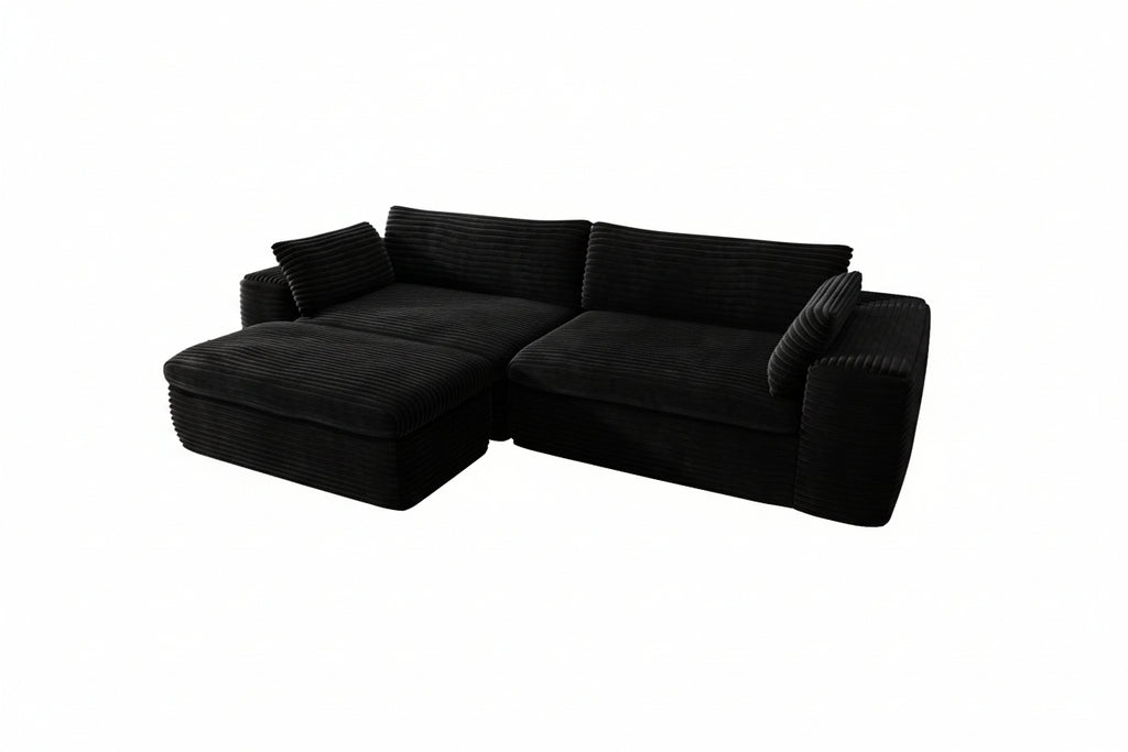 Cloud Sectional Couch with L-Shape Chaise — Black Modular Sofa, No Assembly
