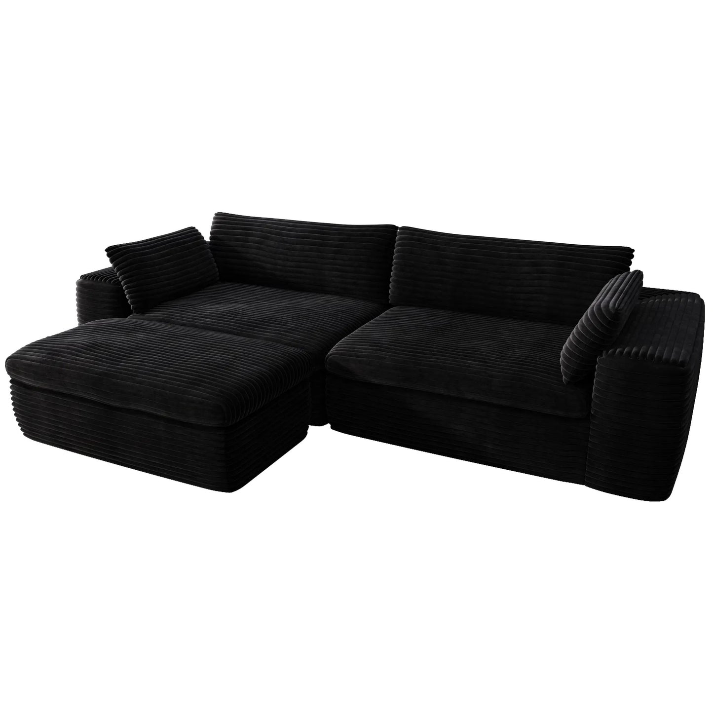 Cloud Sectional Couch with L-Shape Chaise — Black Modular Sofa, No Assembly