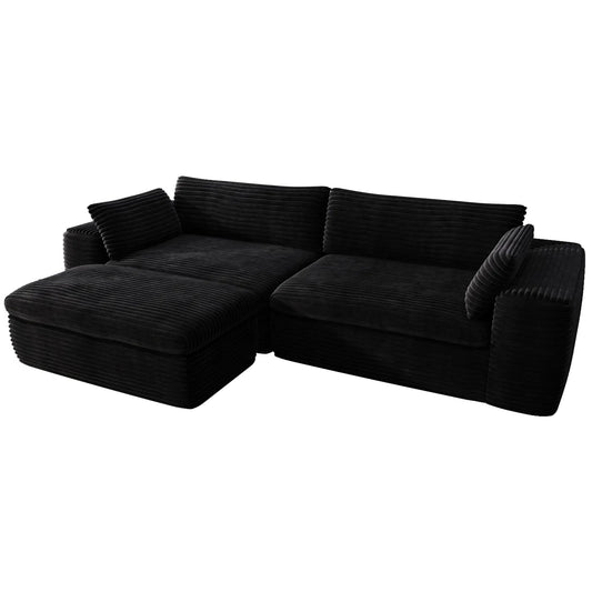 Cloud Sectional Couch with L-Shape Chaise — Black Modular Sofa, No Assembly