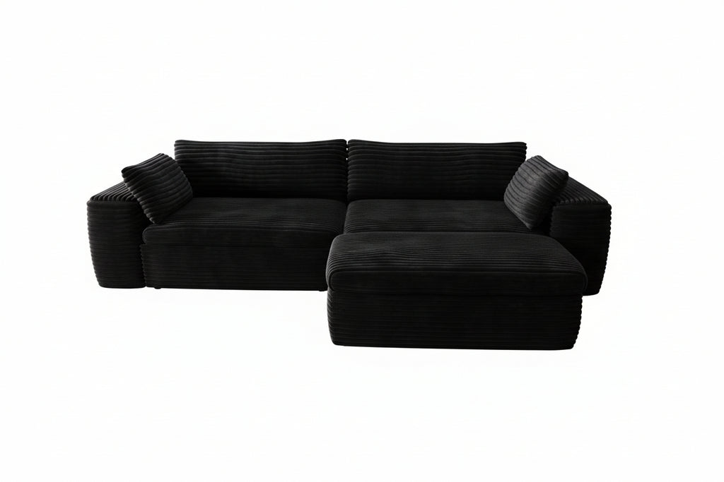 Cloud Sectional Couch with L-Shape Chaise — Black Modular Sofa, No Assembly