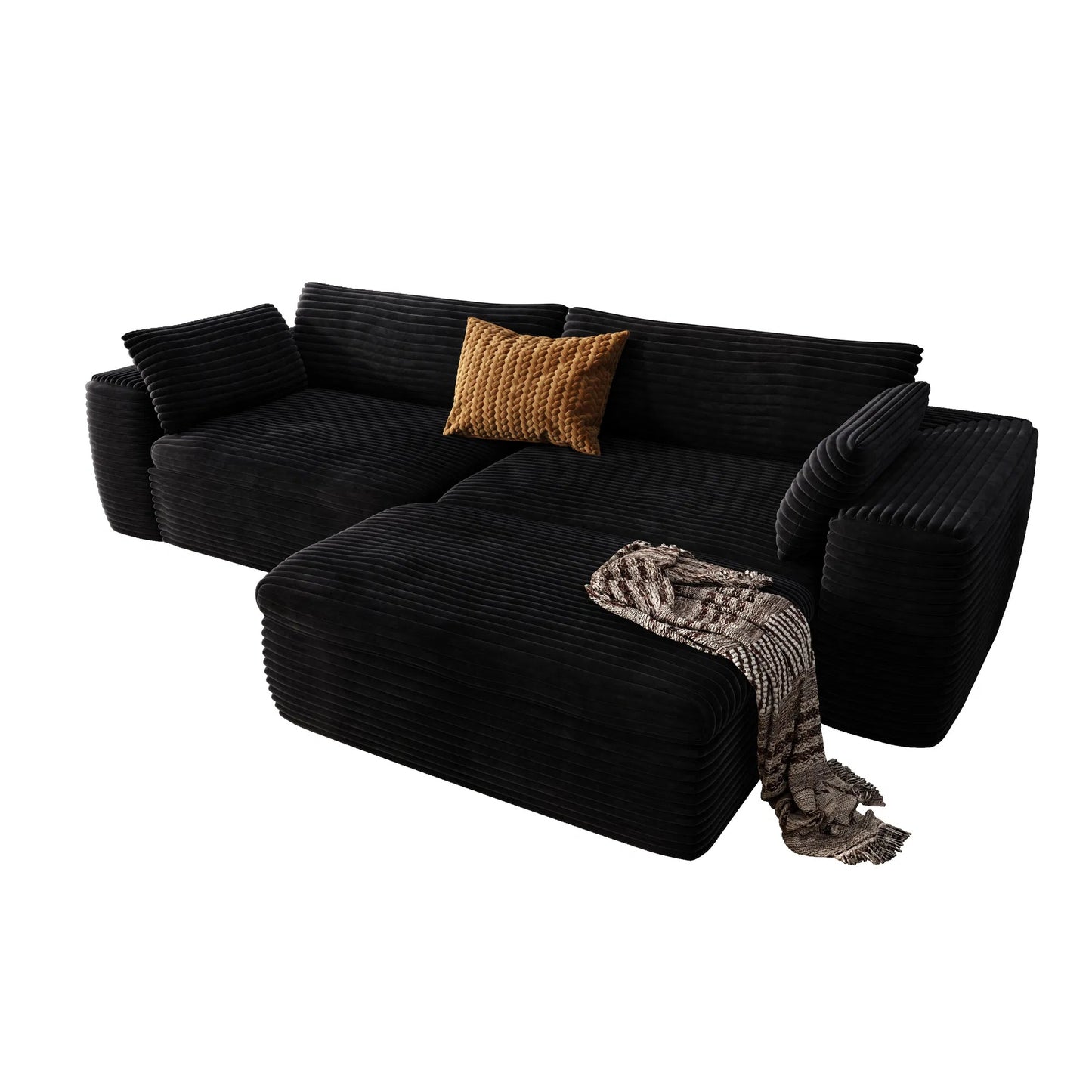 Cloud Sectional Couch with L-Shape Chaise — Black Modular Sofa, No Assembly
