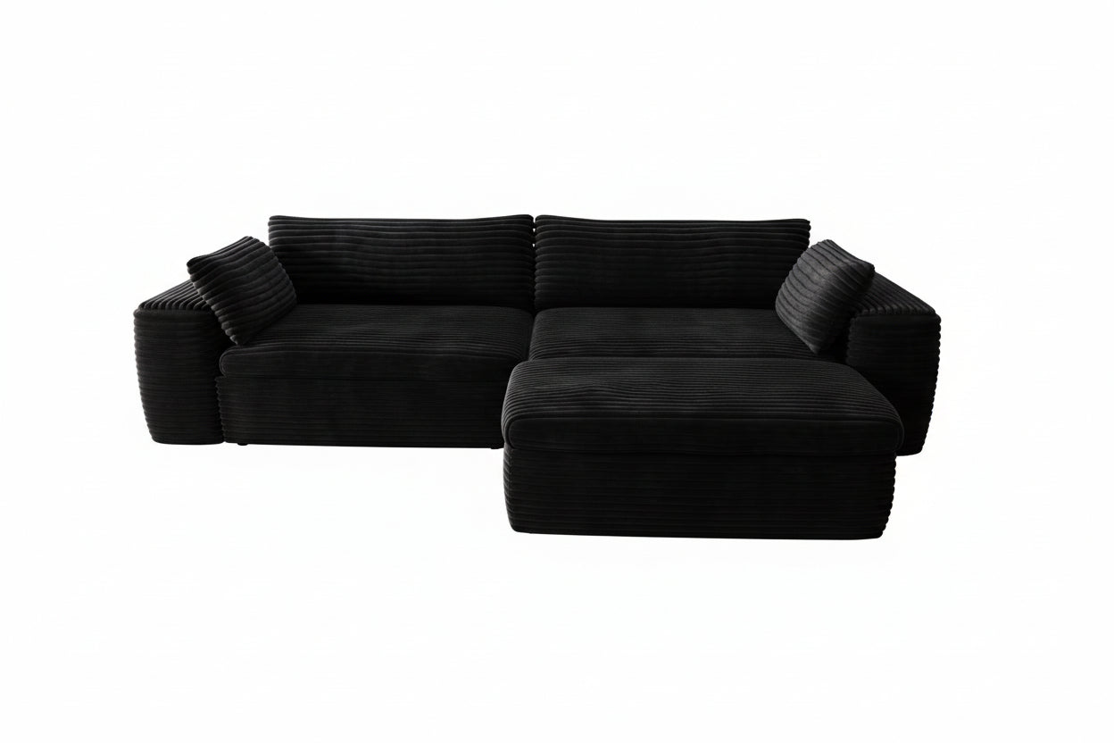 Cloud Sectional Couch with L-Shape Chaise — Black Modular Sofa, No Assembly