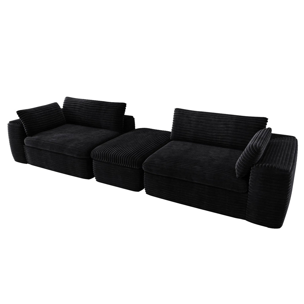 Cloud Sectional Couch with L-Shape Chaise — Black Modular Sofa, No Assembly