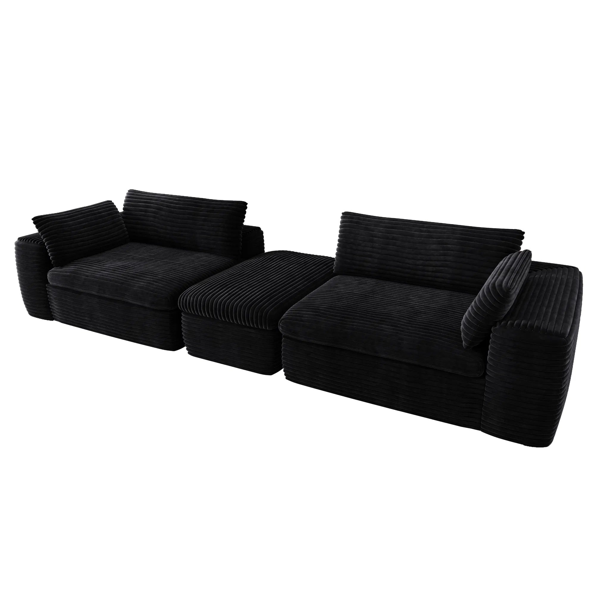Cloud Sectional Couch with L-Shape Chaise — Black Modular Sofa, No Assembly