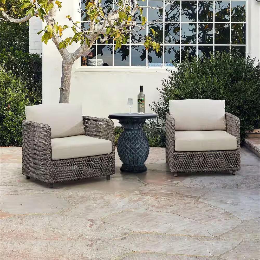 Round Gray Ceramic 21 In. H Outdoor Side Table