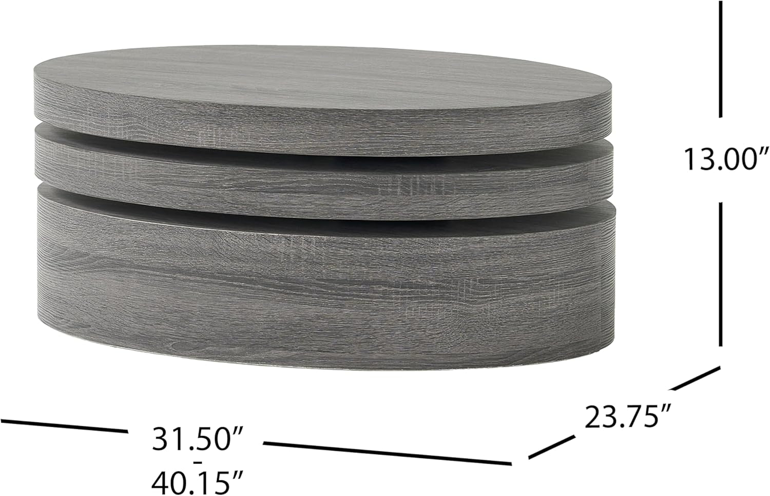 CKH Small Oval Mod Rotatable Coffee Table, Black