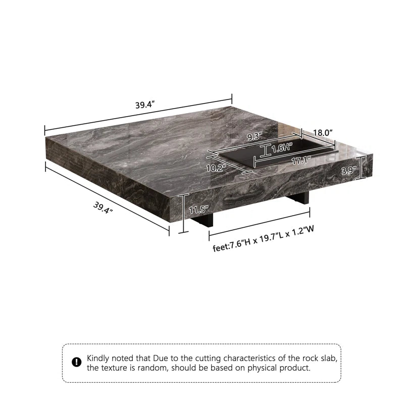 Briamarie 39.37'' Square Sintered Stone Coffee Table