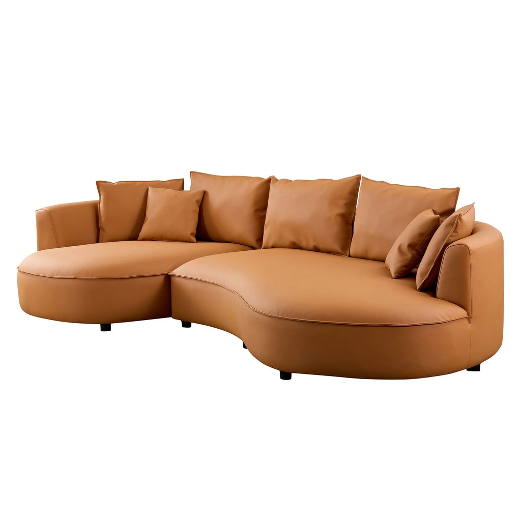 5-Seat Modern Sectional Curved Sofa Couch for Living Room Apartment Office,Orange