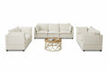 3-Piece Chenille Fabric Sofa Set – | Beige & White