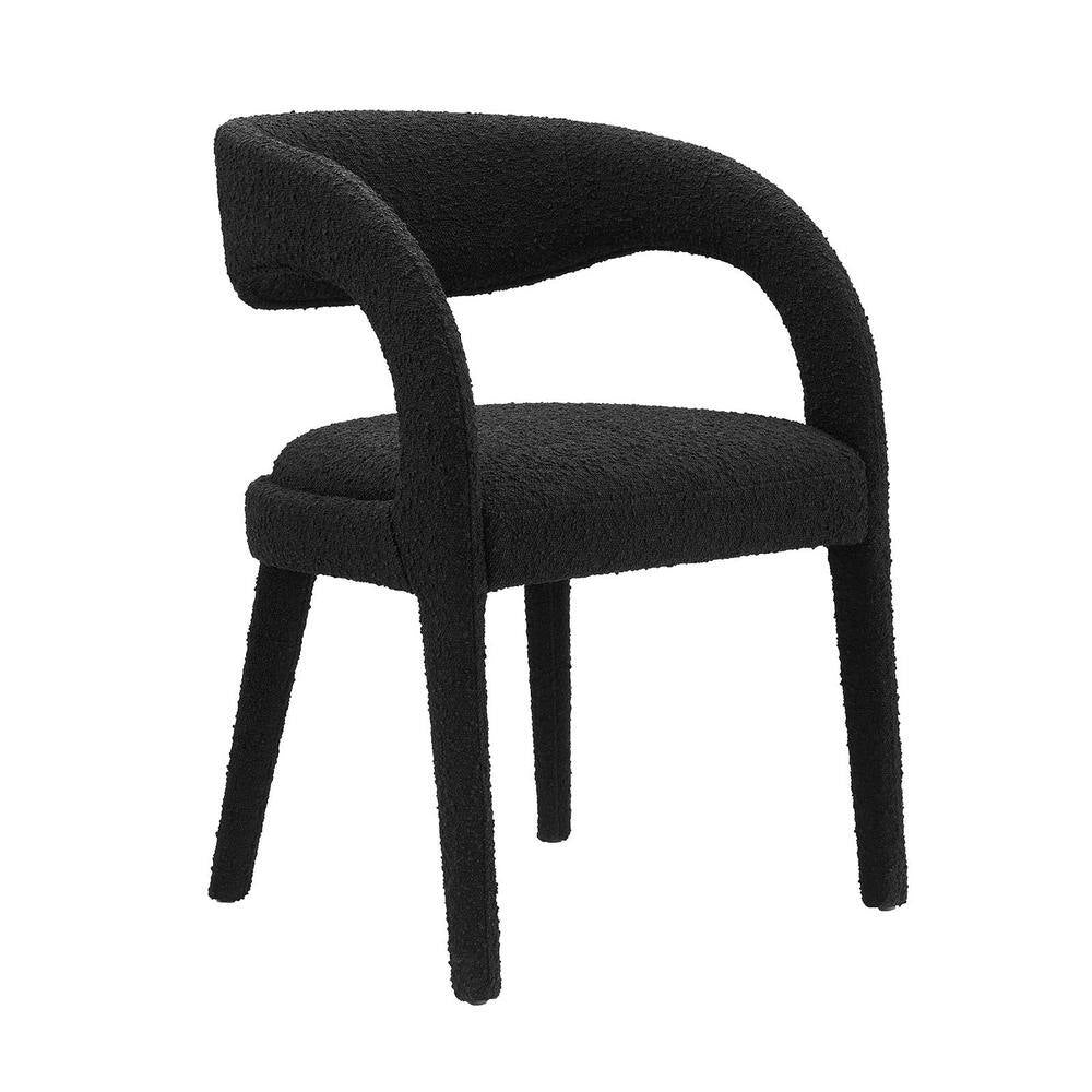 Pinnacle Boucle Upholstered Dining Chair Set of 2 in Black