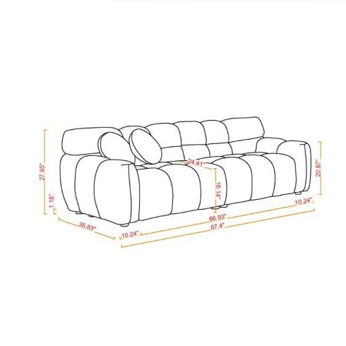 Marshmallow Bouclé Sofa 3-Seater – 87.4" Black Deep-Fit Design