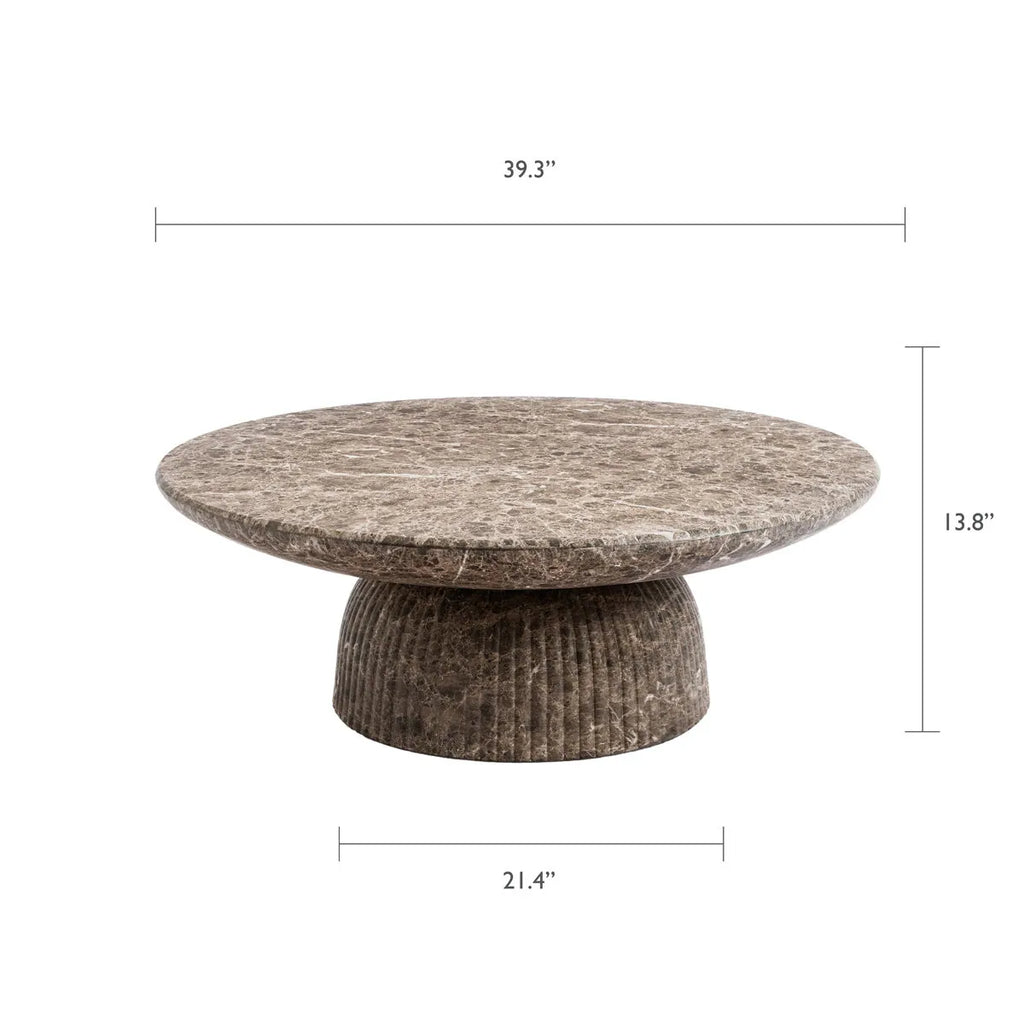 Maddox Single round Coffee Table Stone Marble Effect