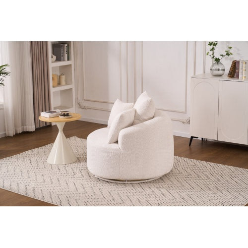 Swivel Compression Chair – White Crochet Yarn Full-Sponge Comfort