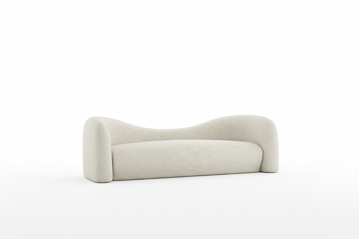 Lamb Wool Living Room Sofa| Luxe Off-White