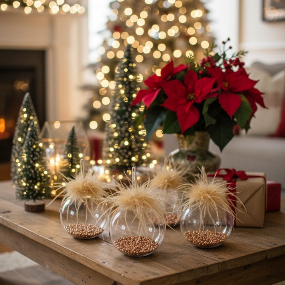 4PCS Set 4.7in Christmas Glass Ball Ornaments For Wall Hanging Tree Holiday Home Decorations