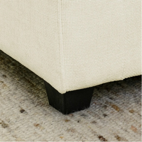 Convertible 4-Seat Cloud Sectional Sofa with Ottoman – L-Shaped, Padded Armrests, Beige/Beige-White