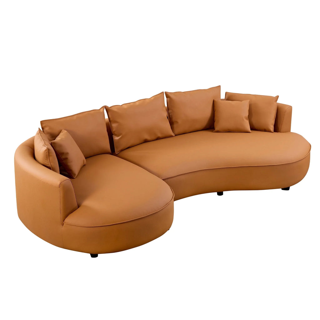 5-Seat Modern Sectional Curved Sofa Couch for Living Room Apartment Office,Orange