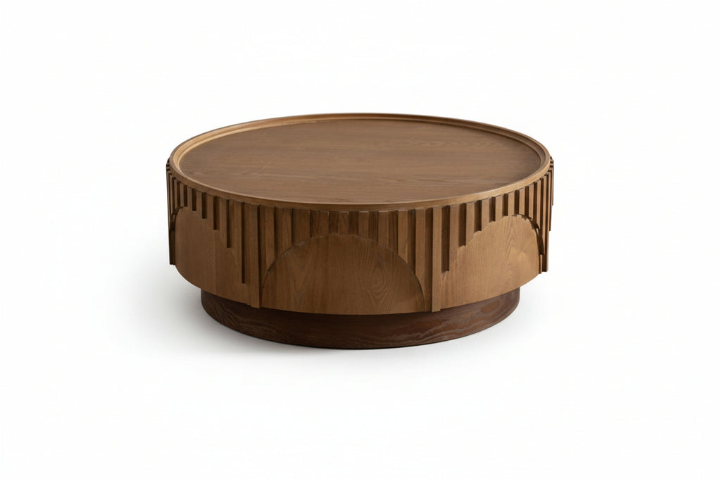 Round Solid-Wood Veneer Coffee Table