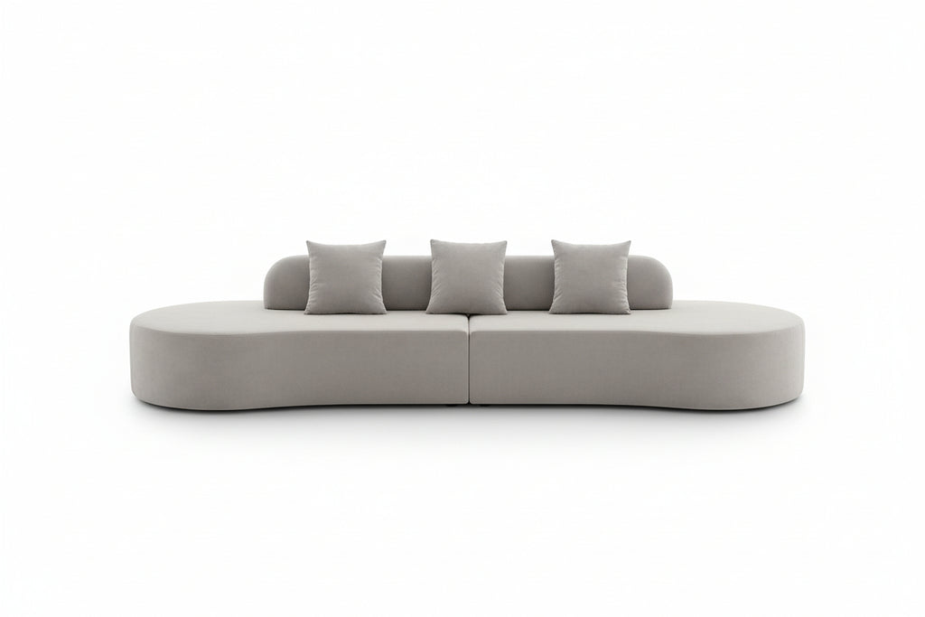130.5" Curved Sofa, Cloud Sectional Boneless Sofa Couch, 3-Seater Oversized Modern Compressed Lounge Couch for Living Room Apart