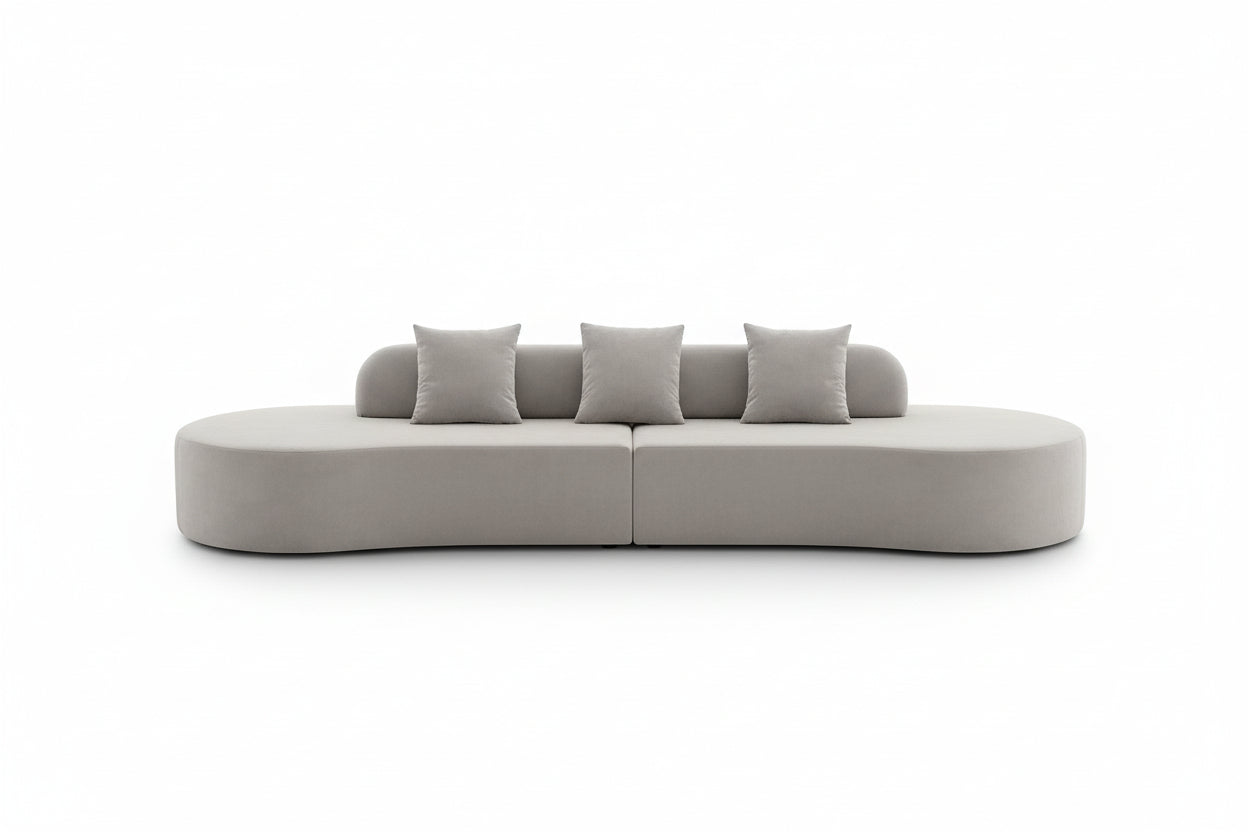 130.5" Curved Sofa, Cloud Sectional Boneless Sofa Couch, 3-Seater Oversized Modern Compressed Lounge Couch for Living Room Apart
