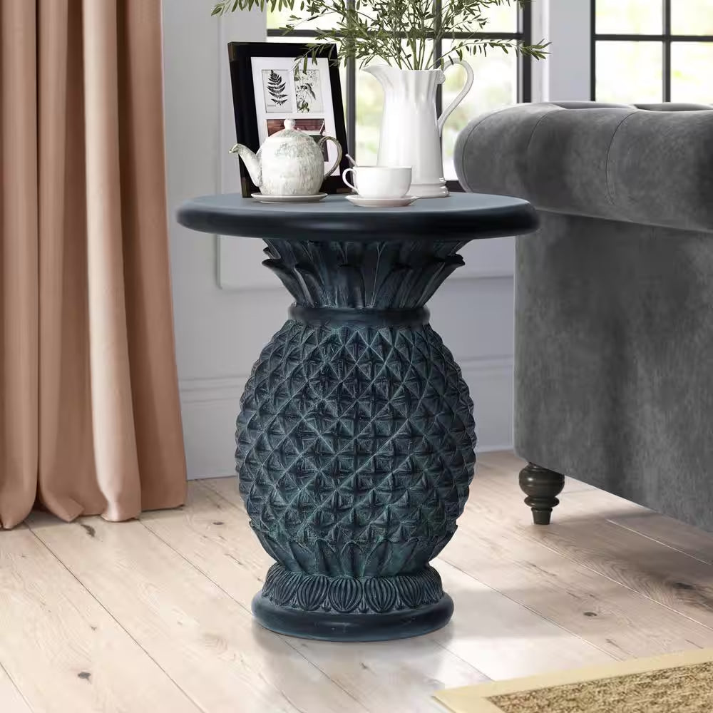 Round Gray Ceramic 21 In. H Outdoor Side Table