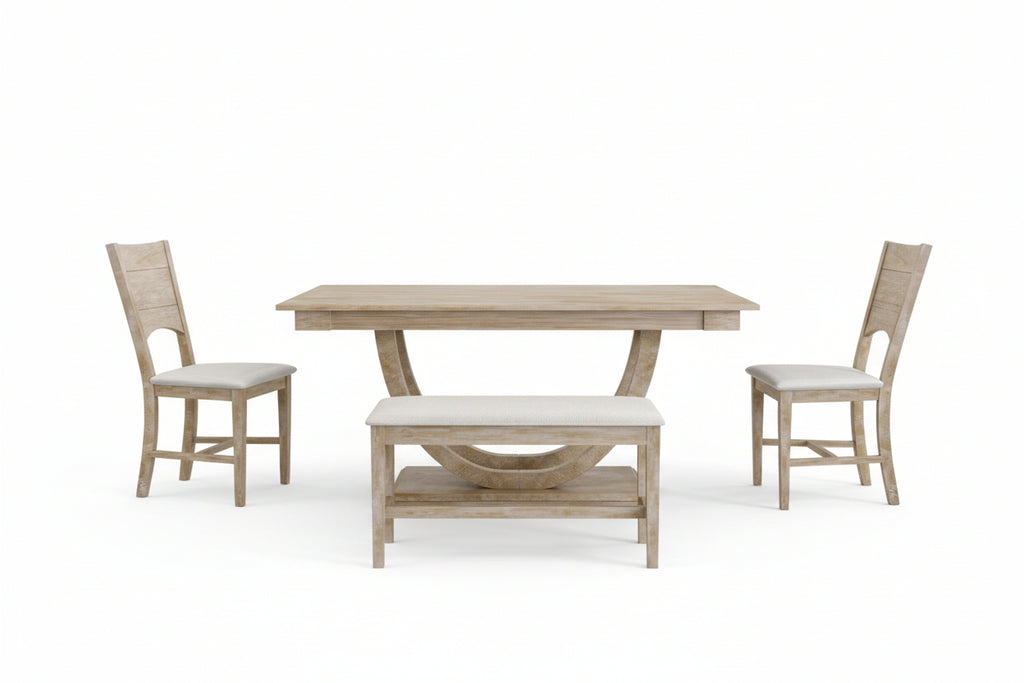 6-Piece Half-Round Wood Dining Set