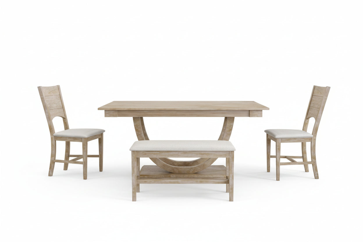 6-Piece Half-Round Wood Dining Set