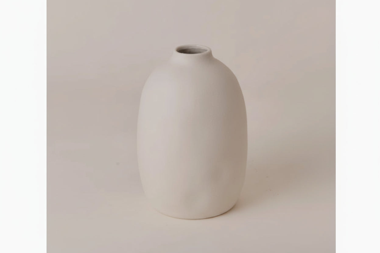 White Nordic Minimalist Ceramic Vase